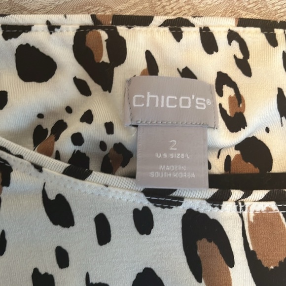 Chicos Animal Print Machine Washable Blouse Long Sleeve Tunic - Picture 3 of 4